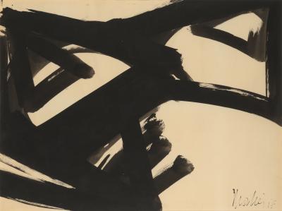 <p><strong><em>Abstraction</em>, Antoine Mortier</strong>, encre de chine sur papier, 90 x 108 cm, 1956&nbsp;© Cedric Verhelst</p>
