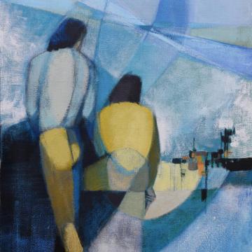 Le Port, Jean Perrin,&nbsp;acrylique sur toile, 1981 © Yvon Letrange&nbsp;
