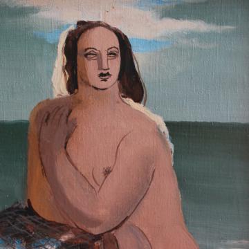 Femme nue devant la mer, Jean Souverbie, huile sur toile, H. 27 ; L. 19 cm (Autun, musée Rolin – CH. 239) © Autun - musée Rolin, cliché Stéphane Prost © ADAGP, Paris, 2018
