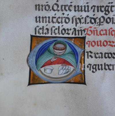 Pontifical d’Autun,&nbsp;Bénédiction des œufs et du fromage, folio 132, © P. Lecat
