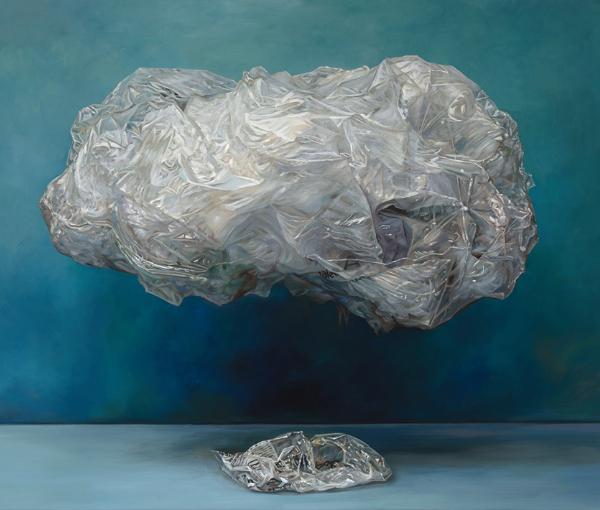 Blue skies, Cindy Wright, huile sur toile, 130 x 185 cm, 2019, Collection Belfius, Belgique © Dominique Provost
