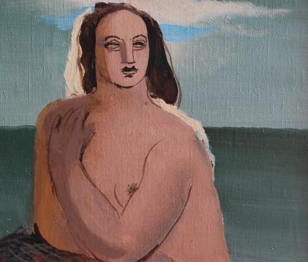 Femme nue devant la mer, Jean Souverbie, huile sur toile, H. 27 ; L. 19 cm (Autun, musée Rolin – CH. 239) © Autun - musée Rolin, cliché Stéphane Prost © ADAGP, Paris, 2018
