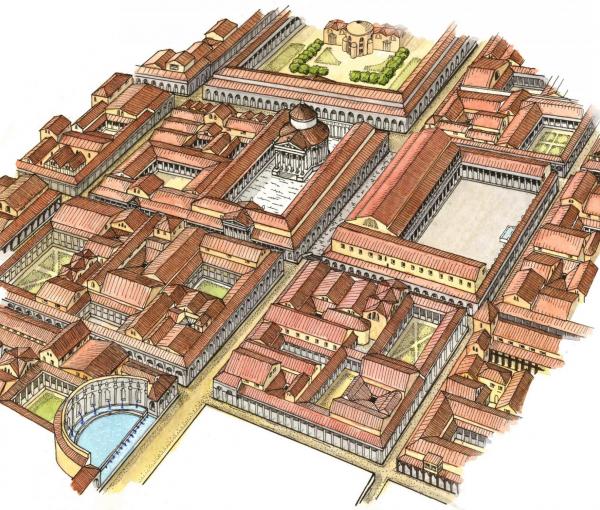 Croquis du quartier monumental d'Augustodunum au IIe siècle
